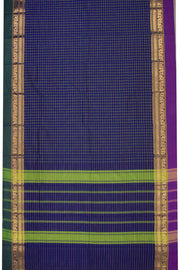 Blue Handloom Chettinad Cotton Saree Without Blouse 10075062