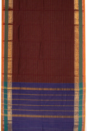 Maroon Handloom Chettinad Cotton Saree Without Blouse 10075064