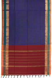 Blue Handloom Chettinad Cotton Saree Without Blouse 10075066