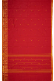 Red Handloom Chettinad Cotton Saree 10075074