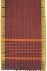 Brown Handloom Chettinad Cotton Saree 10075079