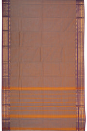 Brown Handloom Chettinad Cotton Saree Without Blouse 10075096
