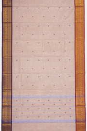 Beige Handloom Chettinad Cotton Saree 10075112