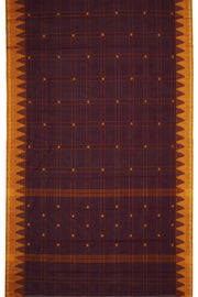 Brown Handloom Chettinad Cotton Saree Without Blouse 10075129