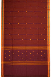 Brown Handloom Chettinad Cotton Saree Without Blouse 10075133