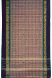 Brown Handloom Chettinad Cotton Saree Without Blouse 10075136