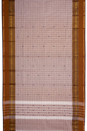 Brown Handloom Chettinad Cotton Saree Without Blouse 10075137