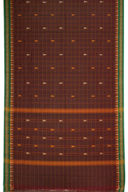 Maroon Handloom Chettinad Cotton Saree Without Blouse 10075141