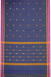 Blue Handloom Chettinad Cotton Saree Without Blouse 10075143