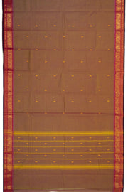 Brown Handloom Chettinad Cotton Saree Without Blouse 10075149