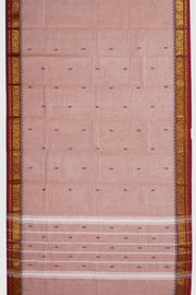 Beige Handloom Chettinad Cotton Saree Without Blouse 10075150