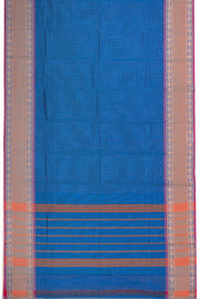 Blue Handloom Chettinad Cotton Saree Without Blouse 10075154