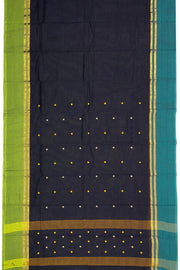 Black Handloom Chettinad Cotton Saree Without Blouse 10075157