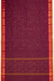 Maroon Handloom Chettinad Cotton Saree Without Blouse 10075177