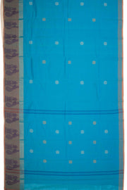 Blue Handloom Chettinad Cotton Saree Without Blouse 10075179