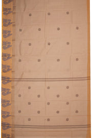 Beige Handloom Chettinad Cotton Saree Without Blouse 10075181