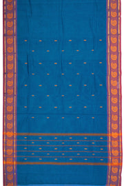 Blue Handloom Chettinad Cotton Saree Without Blouse 10075183