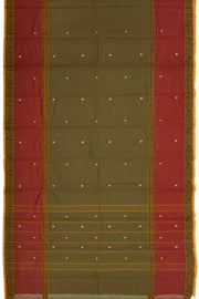 Brown Handloom Chettinad Cotton Saree Without Blouse 10075189