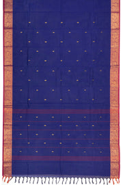 Blue Handloom Chettinad Cotton Saree Without Blouse 10075194