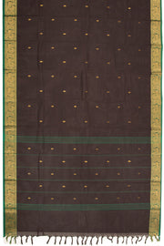 Brown Handloom Chettinad Cotton Saree Without Blouse 10075195