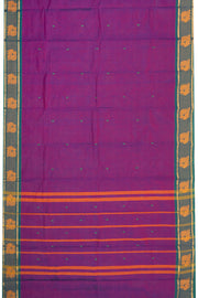Magenta Handloom Chettinad Cotton Saree Without Blouse 10075197
