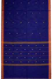 Blue Handloom Chettinad Cotton Saree Without Blouse 10075198