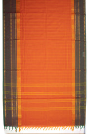 Orange Handloom Chettinad Cotton Saree With Stripes 10075820