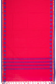 Pink Handloom Chettinad Cotton Saree With Stripes And Paisley Border 10075835