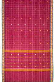 Raspberry Crush Magenta Handloom Chettinad Cotton Saree With Checks Design 10075857