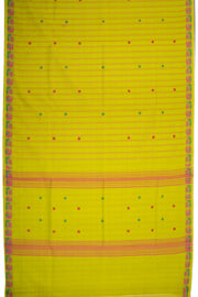 Green Handloom Chettinad Cotton Saree With Stripes And Paisley Border 10075860