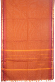Brown Handloom Chettinad Cotton Saree With Temple Border 10075876