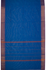 Blue Chettinad Cotton Saree with Temple and Zari Border 10075886