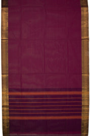 Raisin Purple Chettinad Cotton Saree with Zari Border 10075900