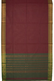 Copper Maroon Chettinad Cotton Saree with Zari Border 10075901