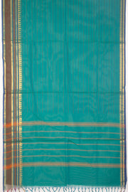 Green Handloom Chettinad Cotton Saree With Temple Border 10075902