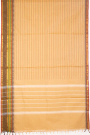 Beige Handloom Chettinad Cotton Saree With Temple Border 10075903