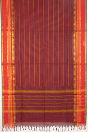 Maroon Handloom Chettinad Cotton Saree With Temple Border 10075905