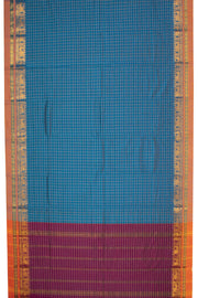 Blue Thousand Buttas Chettinad Cotton Saree 10075972