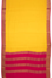Yellow Mysore Crepe Silk Saree With Pink Border 10043564 