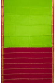 Parrot Green Mysore Crepe Silk Saree With Floral Border 10051316