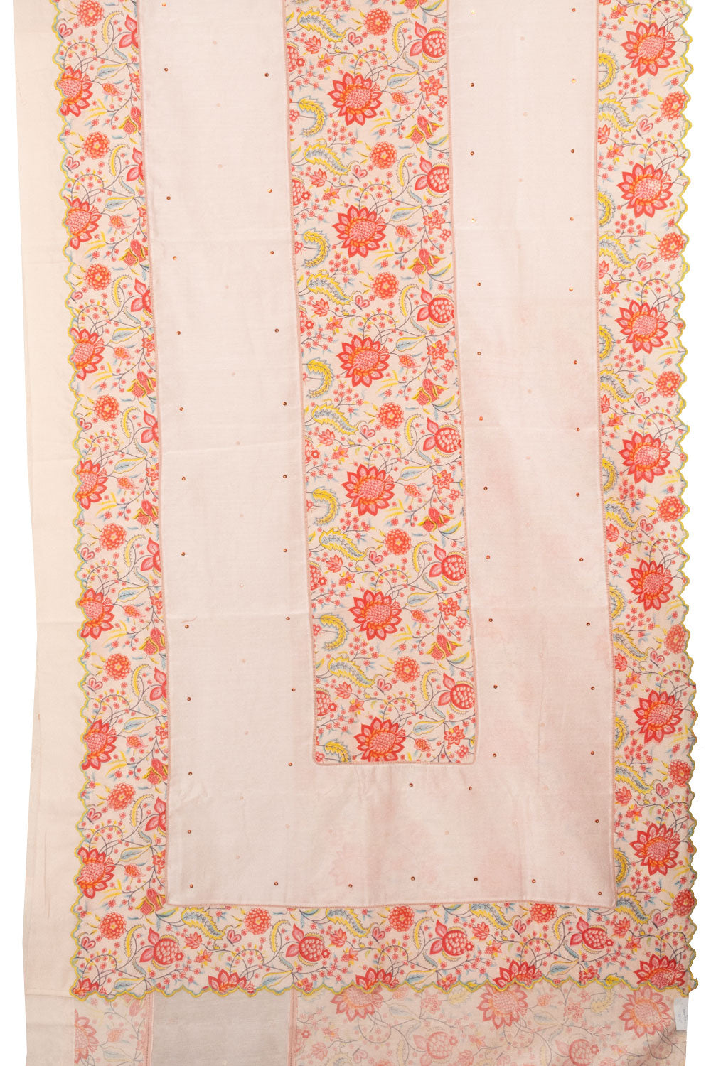 Baby Pink Handcrafted White Printed Concept Silk Saree - Avishya