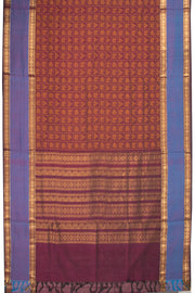 Burgundy Handloom Kanchi Silk Cotton Saree