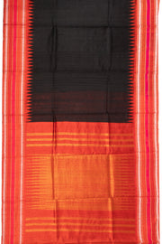 Black Handloom Threadwork Kanjivaram Silk Saree 10074959
