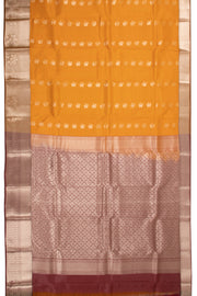 Orange Handloom Kanjivaram Blended Silk Saree 10072894