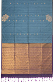 Blue Jute Weave Kanjivaram Vegan Silk Saree 10073848