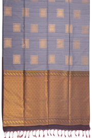 Grey Jute Weave Kanjivaram Vegan Silk Saree 10073849