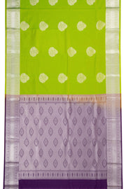 Green Handloom Kanjivaram Vegan Silk Saree with Contrast Pallu 10073866