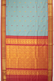 Blue Kanjivaram 9 yard Vegan Silk Saree 10073901