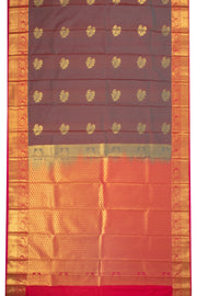 Maroon Kanjivaram Vegan Silk Saree with Contrast Pallu 10074864