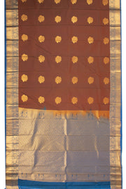 Brown Kanjivaram Vegan Silk Saree with Contrast Pallu 10074865